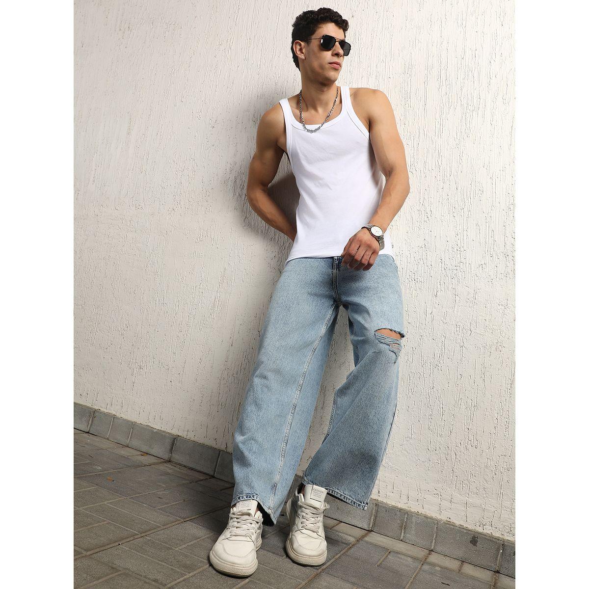 جينز باجي بخصر متوسط وتفاصيل ممزقة هابر هولم × ستايلي-men-clothing-bottoms-jeans-image-5