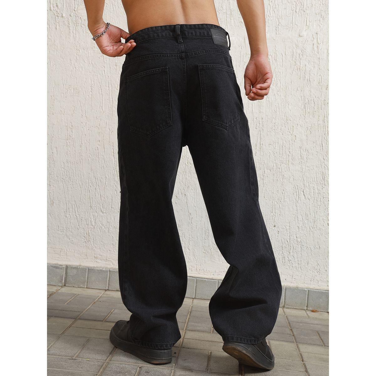 جينز بتفاصيل ممزقة وقصة مريحة مع خصر متوسط هابر هولم × ستايلي-men-clothing-bottoms-jeans-image-2