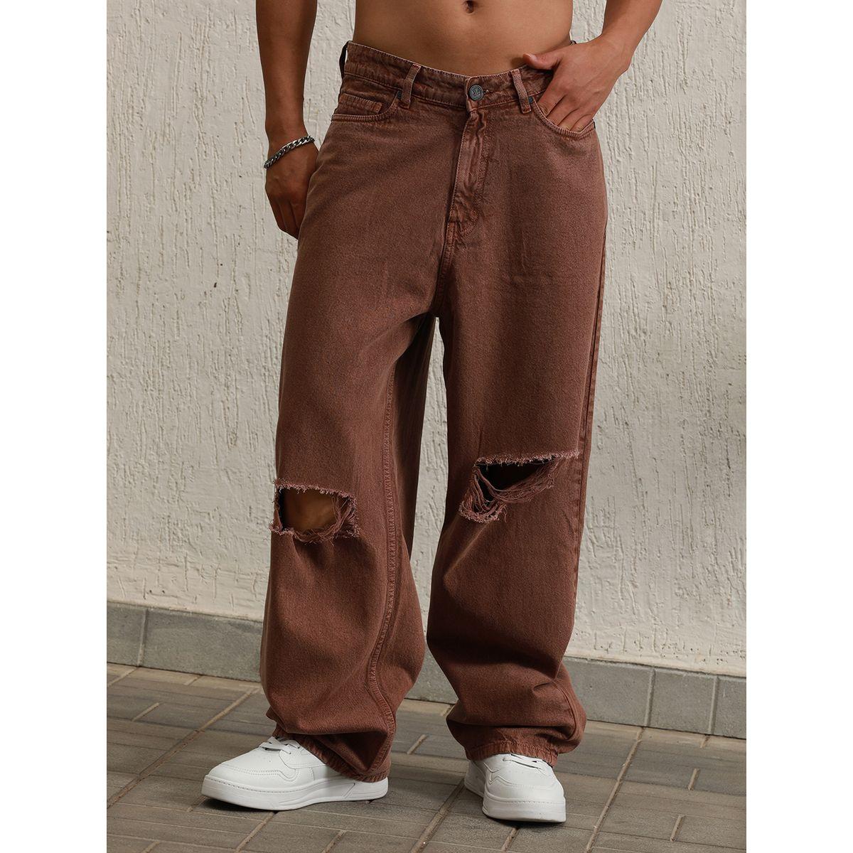 جينز بتفاصيل ممزقة وقصة مريحة مع خصر متوسط هابر هولم × ستايلي-men-clothing-bottoms-jeans-image-1