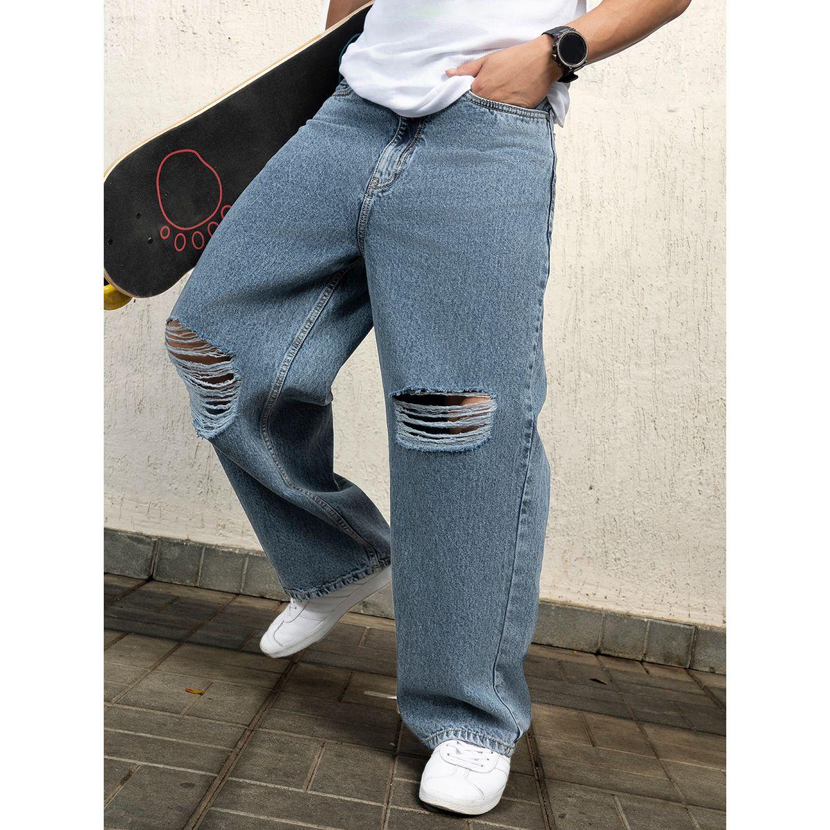 Hubberholme X Styli  Mid Rise Baggy Fit Ripped Jeans-men-clothing-bottoms-jeans-image-1