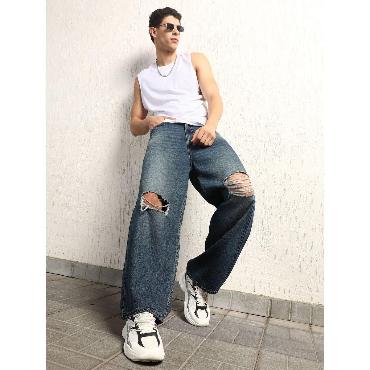 جينز باجي بخصر متوسط وتفاصيل ممزقة هابر هولم × ستايلي-men-clothing-bottoms-jeans-image-6