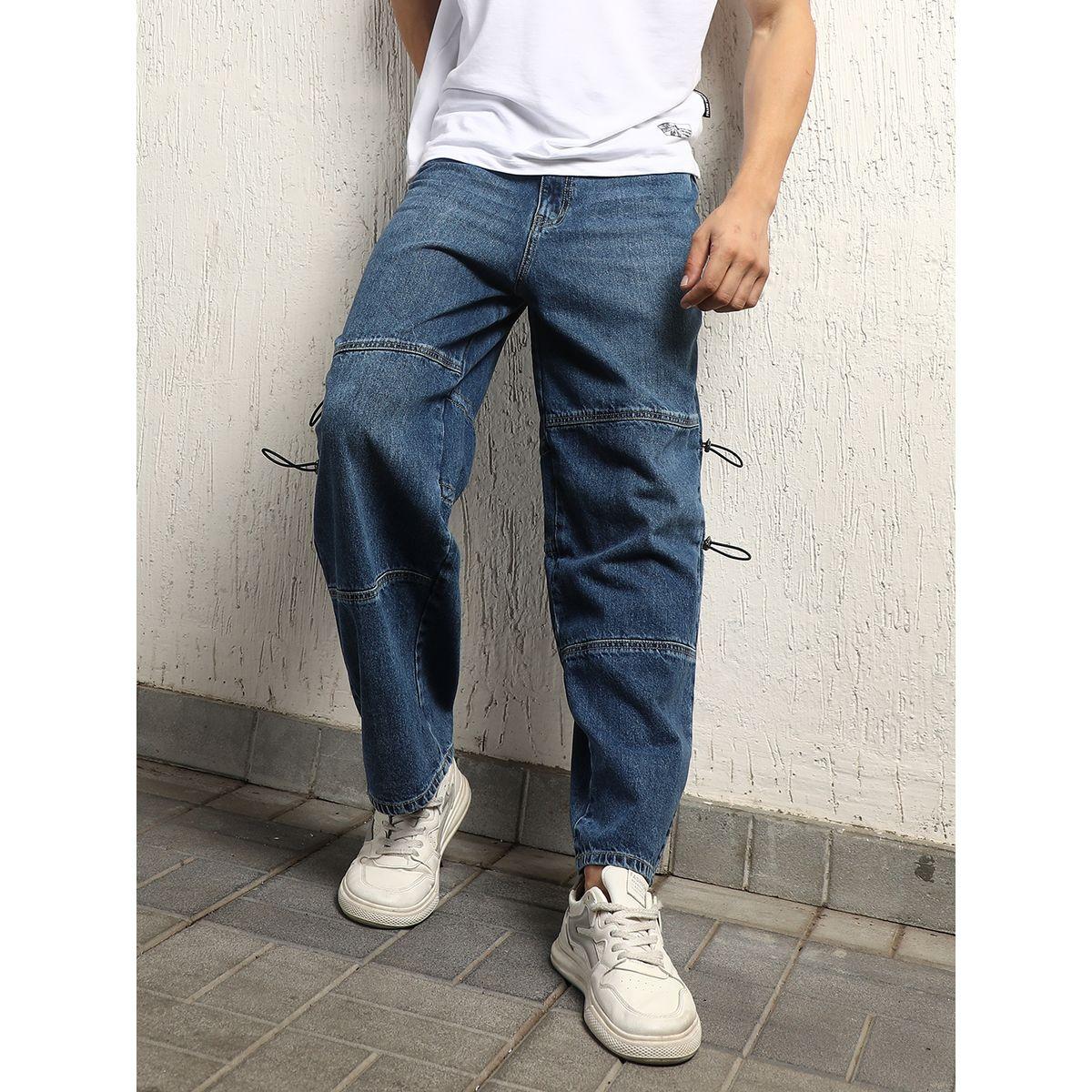 Hubberholme X Styli  Panelled Baggy Jeans with Toggle String-men-clothing-bottoms-jeans-image-1