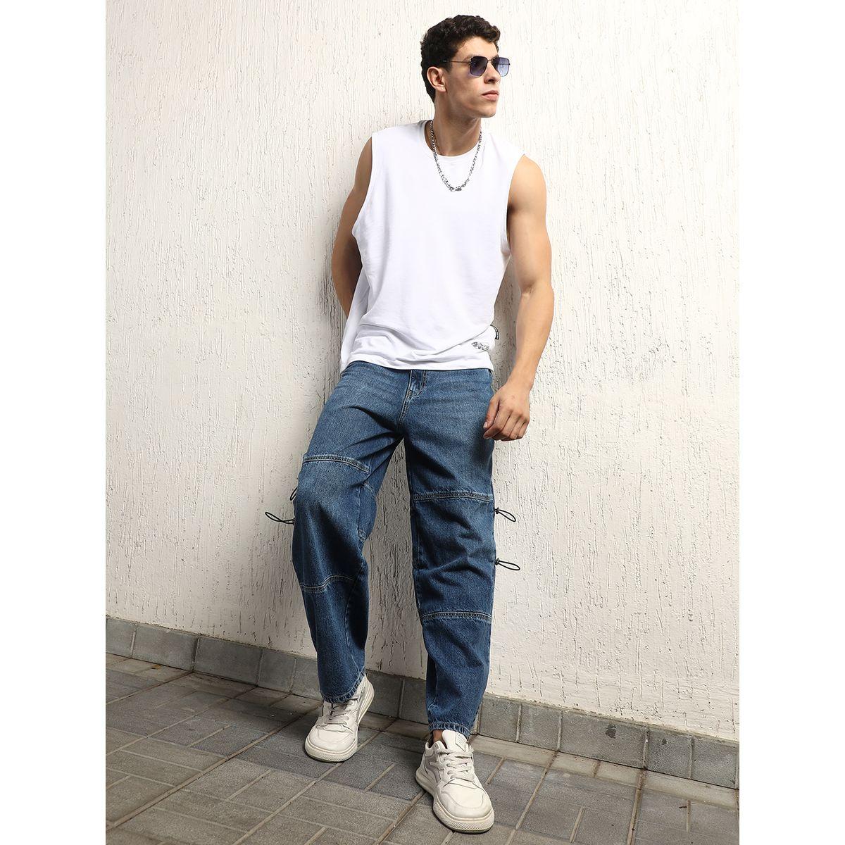 Hubberholme X Styli  Panelled Baggy Jeans with Toggle String-men-clothing-bottoms-jeans-image-5