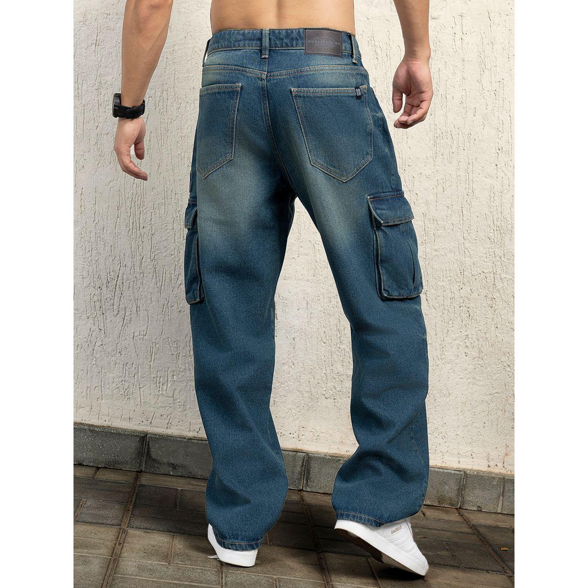 Hubberholme X Styli  Mid Rise Loose Fit Faded Cargo Jeans-men-clothing-bottoms-jeans-image-2