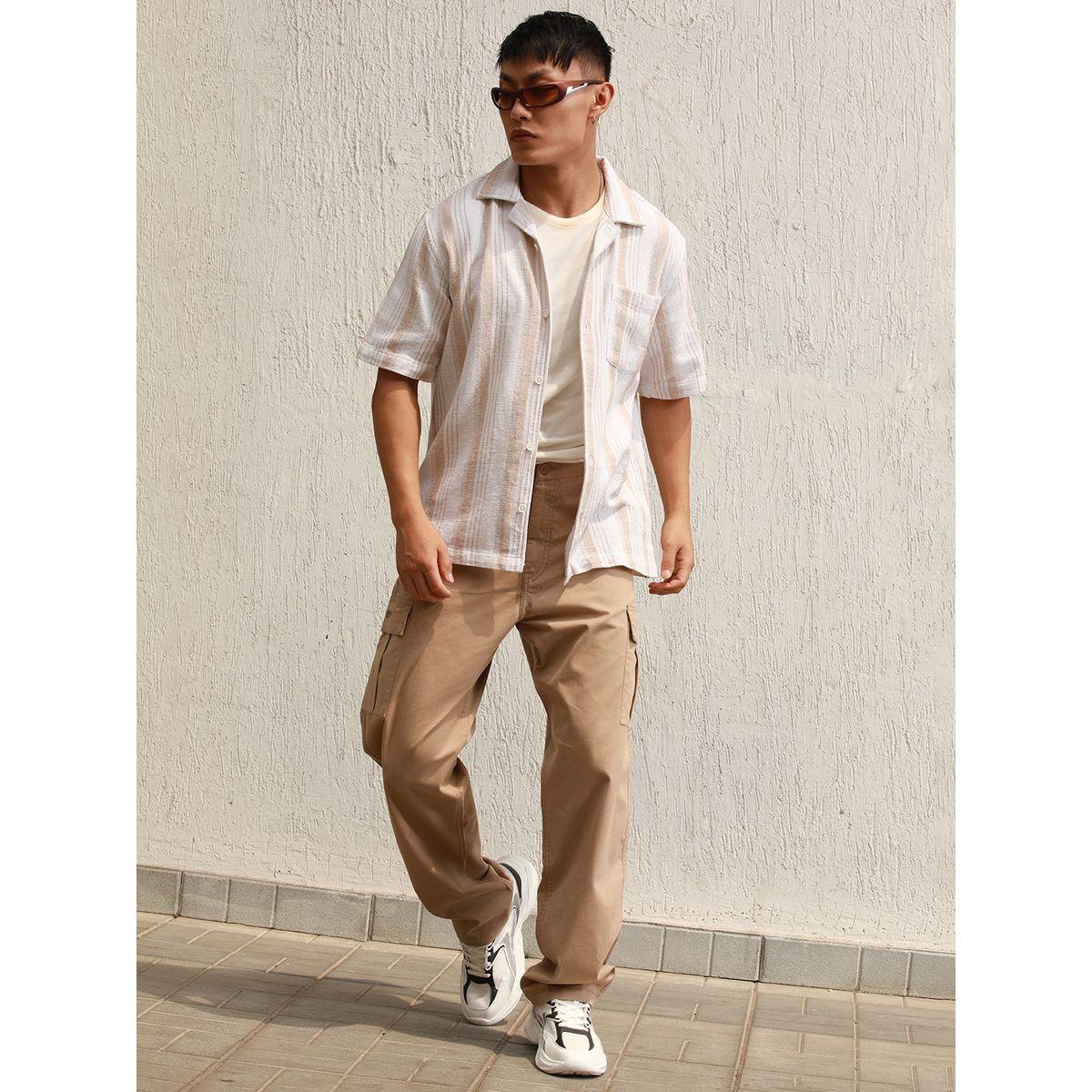 قميص مخطط بقصة مريحة وياقة ريزورت هابر هولم × ستايلي-men-clothing-shirts-image-4