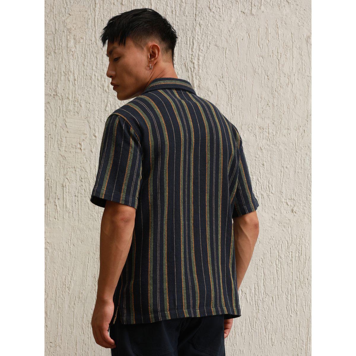 Hubberholme X Styli  Relaxed Fit Striped Resort Collar Casual Shirt-men-clothing-shirts-image-2