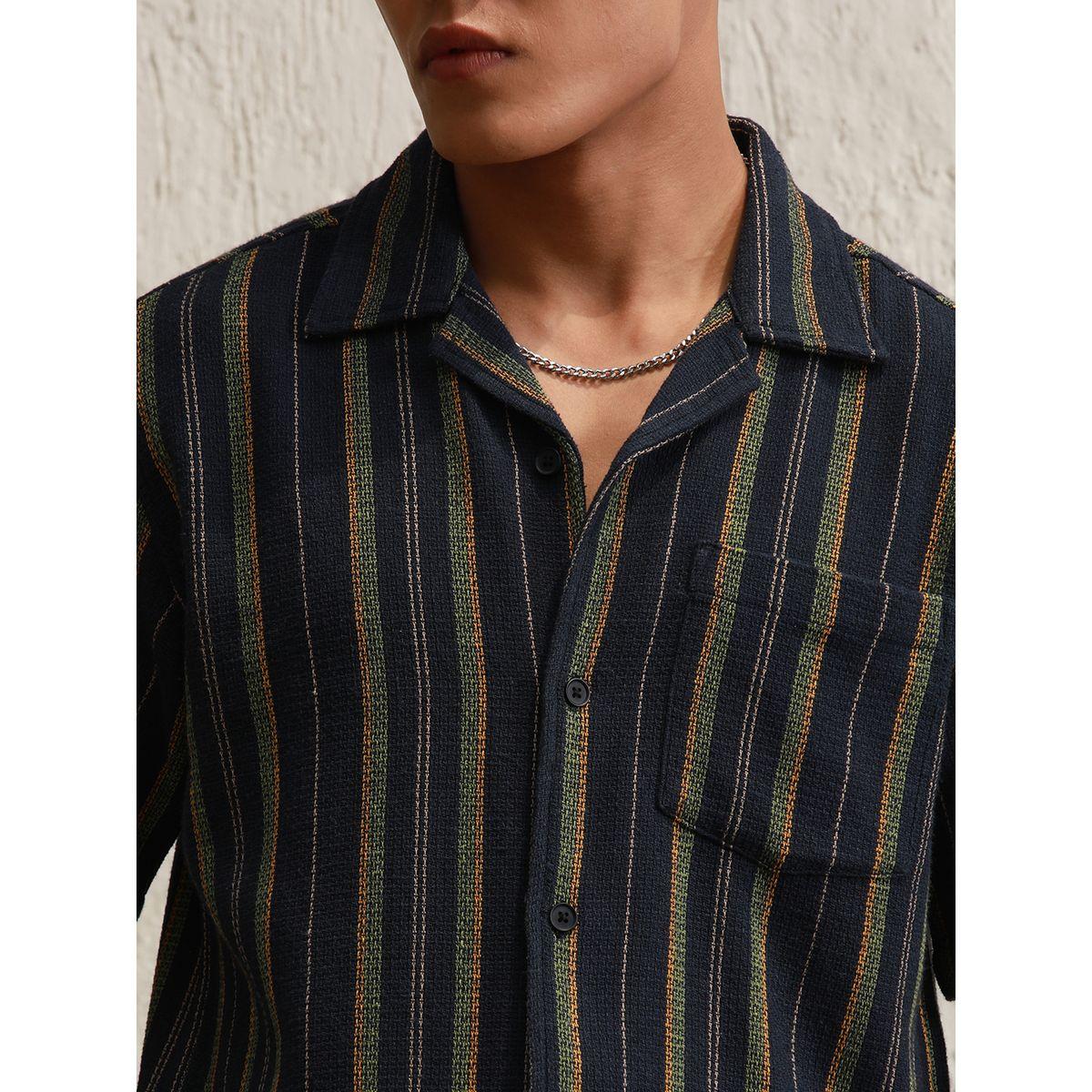 Hubberholme X Styli  Relaxed Fit Striped Resort Collar Casual Shirt-men-clothing-shirts-image-3