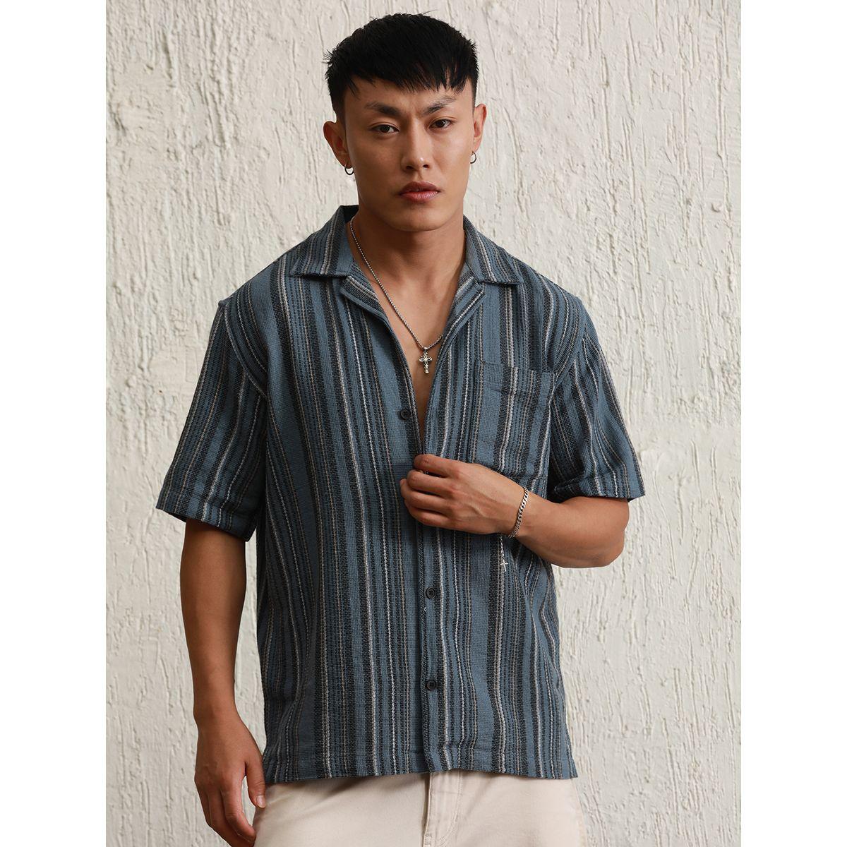 Hubberholme X Styli  Relaxed Fit Striped Resort Collar Casual Shirt-men-clothing-shirts-image-1