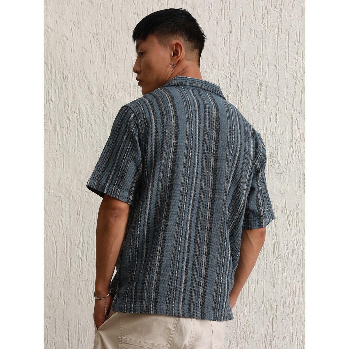 Hubberholme X Styli  Relaxed Fit Striped Resort Collar Casual Shirt-men-clothing-shirts-image-2