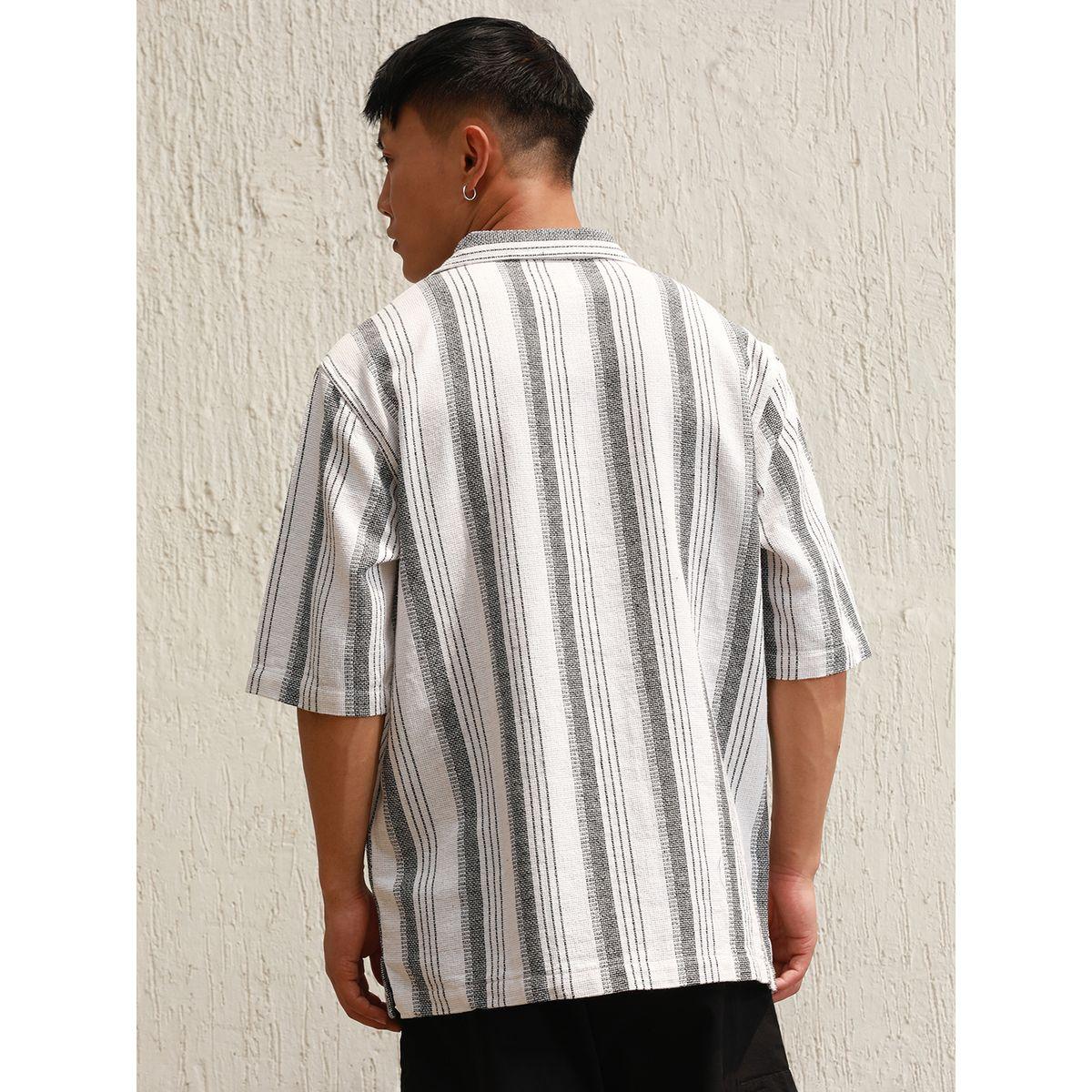 قميص مخطط بقصة مريحة وياقة ريزورت هابر هولم × ستايلي-men-clothing-shirts-image-2