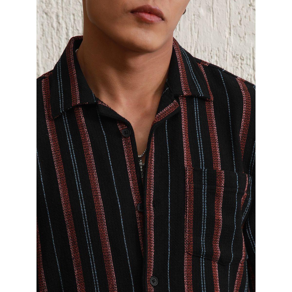 Hubberholme X Styli  Relaxed Fit Striped Resort Collar Casual Shirt-men-clothing-shirts-image-3