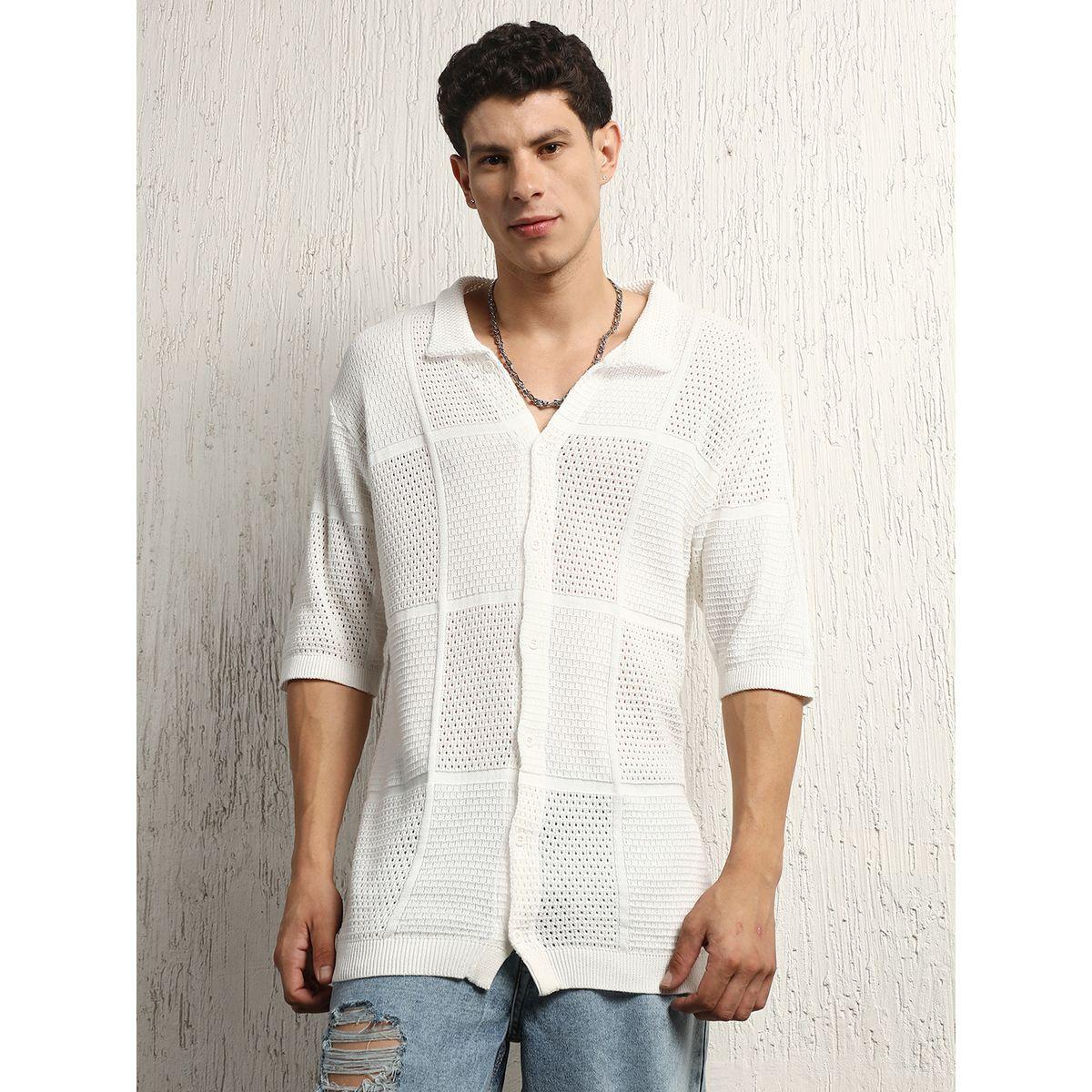 قميص فضفاض محبوك بتفاصيل بارزة الملمس هابر هولم × ستايلي-men-clothing-shirts-image-1