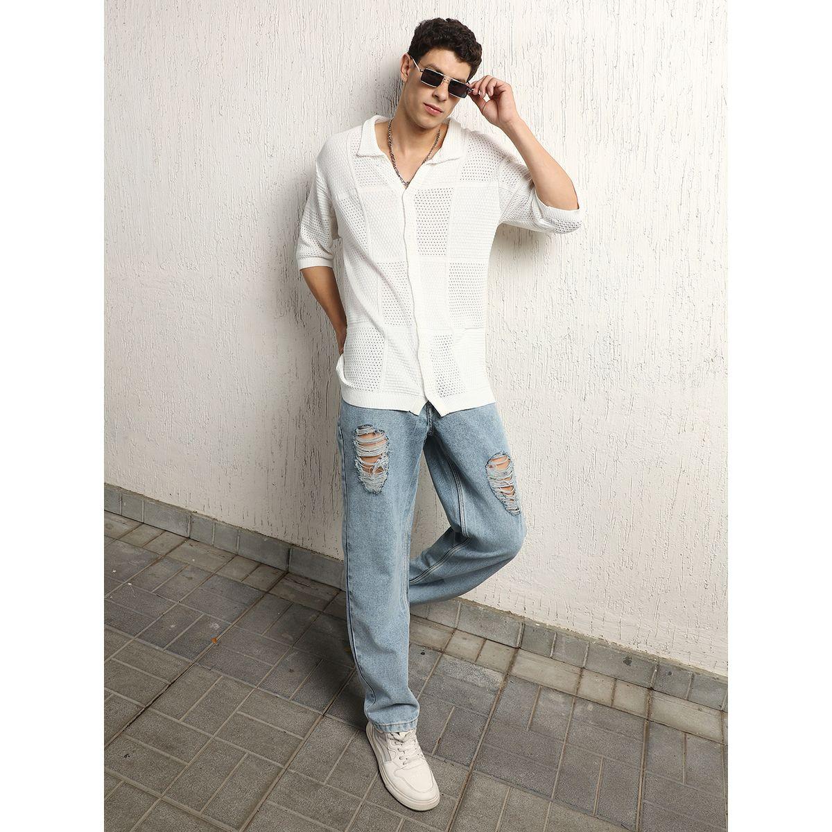 قميص فضفاض محبوك بتفاصيل بارزة الملمس هابر هولم × ستايلي-men-clothing-shirts-image-4