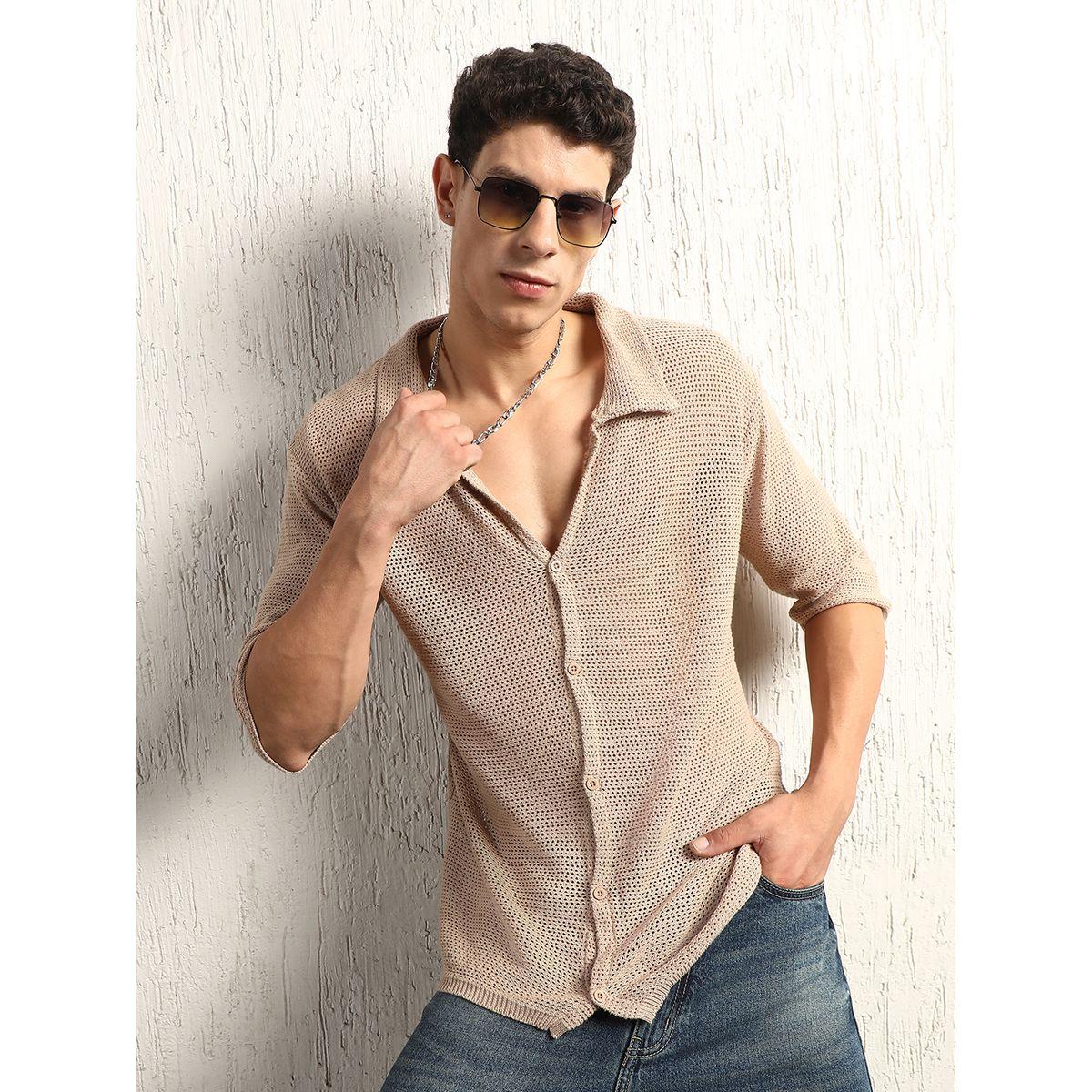 Hubberholme X Styli  Semi-Sheer Spread Collar Oversized Casual Shirt-men-clothing-shirts-image-1