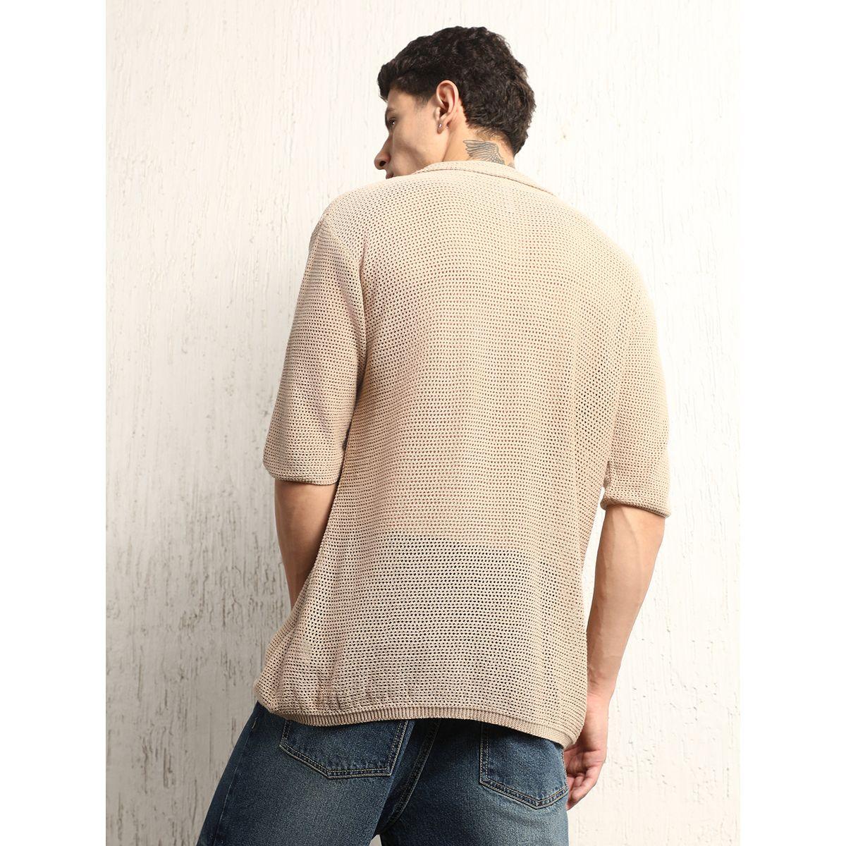 Hubberholme X Styli  Semi-Sheer Spread Collar Oversized Casual Shirt-men-clothing-shirts-image-2
