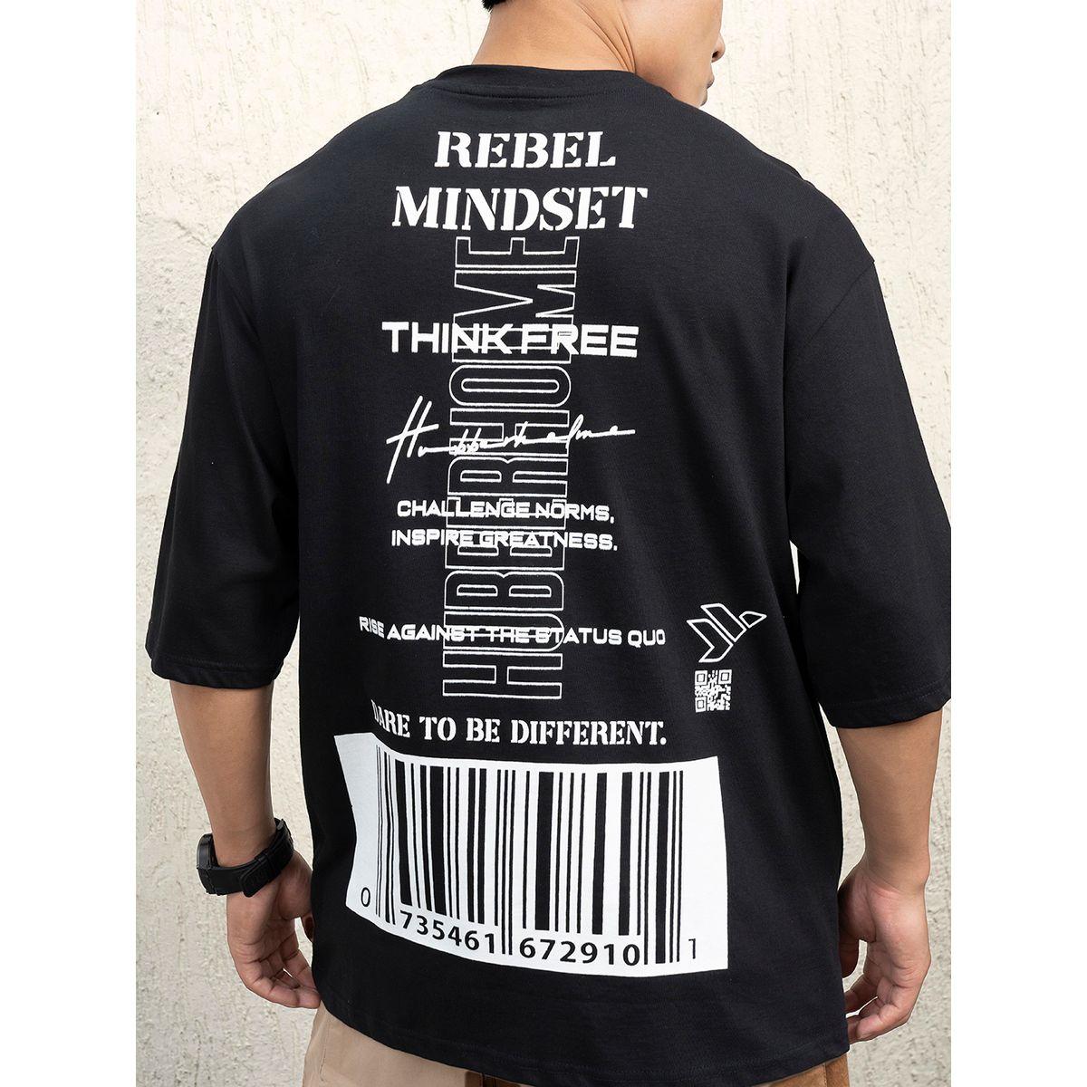 Hubberholme Barcode Graphic Oversized T-Shirt with Dropped Shoulder-men-clothing-tshirtsandpolos-tshirts-image-2