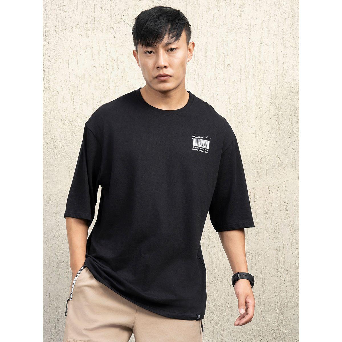 Hubberholme Barcode Graphic Oversized T-Shirt with Dropped Shoulder-men-clothing-tshirtsandpolos-tshirts-image-4