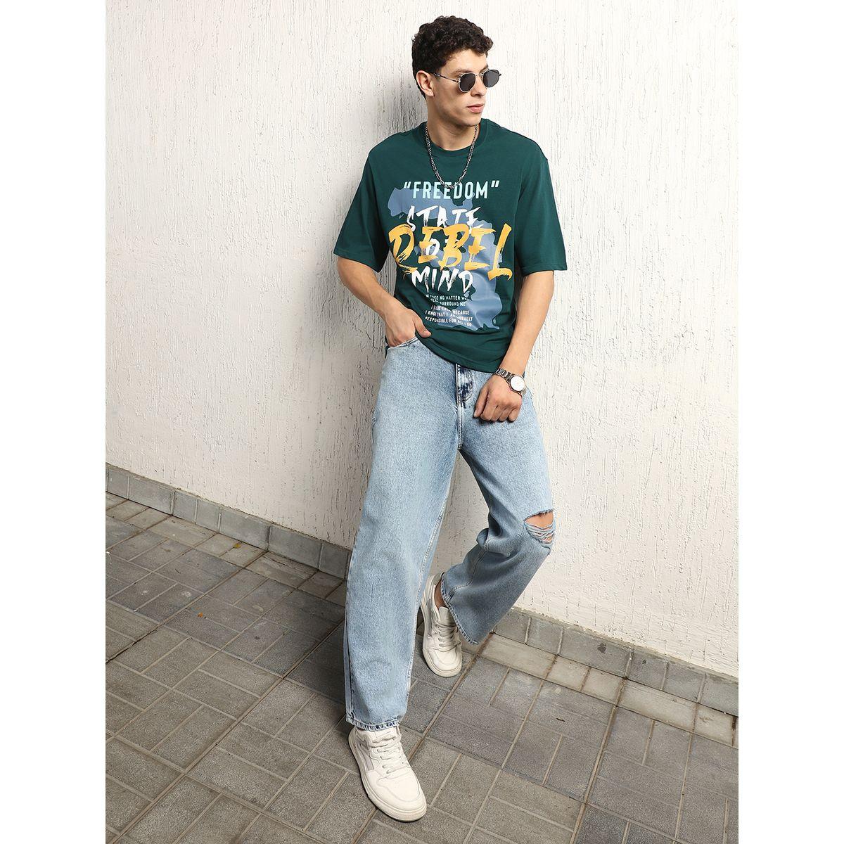 تيشيرت فضفاض مطبع بطبعة جرافيك هابر هولم × ستايلي-men-clothing-tshirtsandpolos-tshirts-image-4