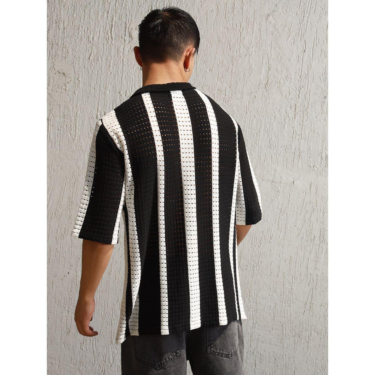 تيشيرت مخطط بياقة بولو وتفاصيل محبوكة هابر هولم × ستايلي-men-clothing-tshirtsandpolos-tshirts-image-2