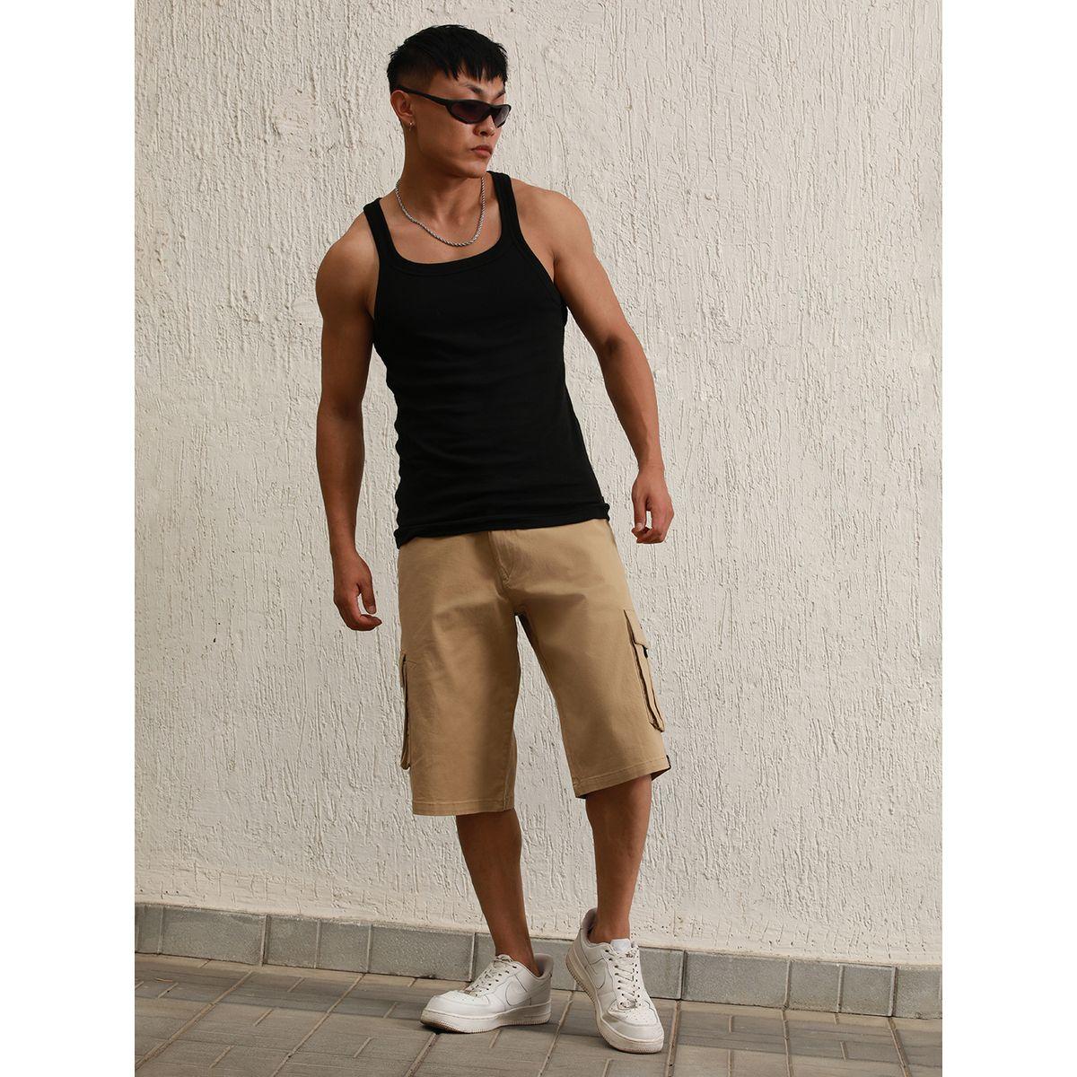 Hubberholme X Styli  Solid Cargo Shorts with Belt Loops-men-clothing-bottoms-shorts-image-4