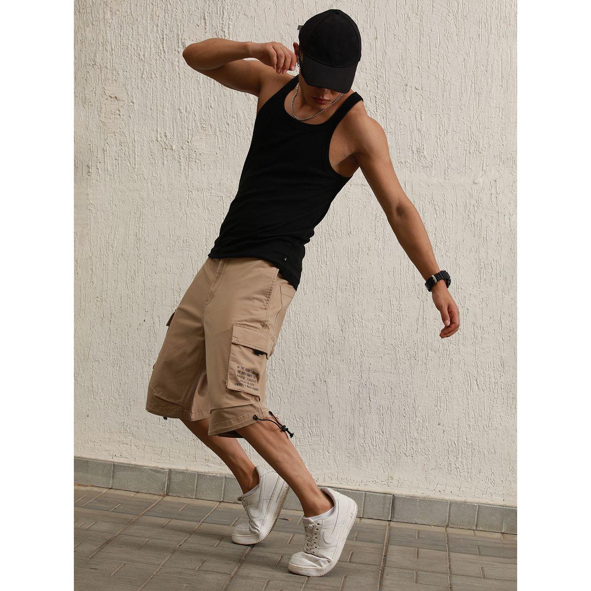 شورت كارجو بجيب مطبوع مع اربطة هابر هولم × ستايلي-men-clothing-bottoms-shorts-image-4