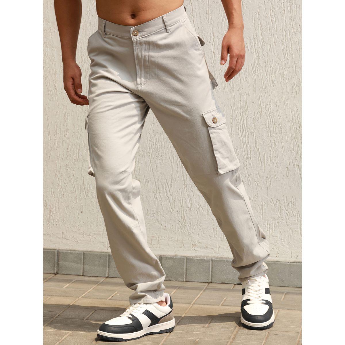 بنطال كارجو سادة بقصة سليم فت هابر هولم × ستايلي-men-clothing-bottoms-trousersandchinos-trousers-image-4