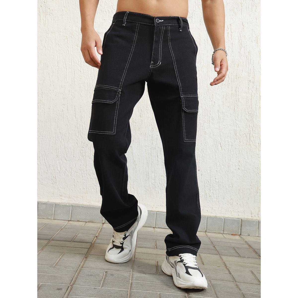 بنطال كارجو بقصة مريحة وتفاصيل مدروزة هابر هولم × ستايلي-men-clothing-bottoms-trousersandchinos-trousers-image-1
