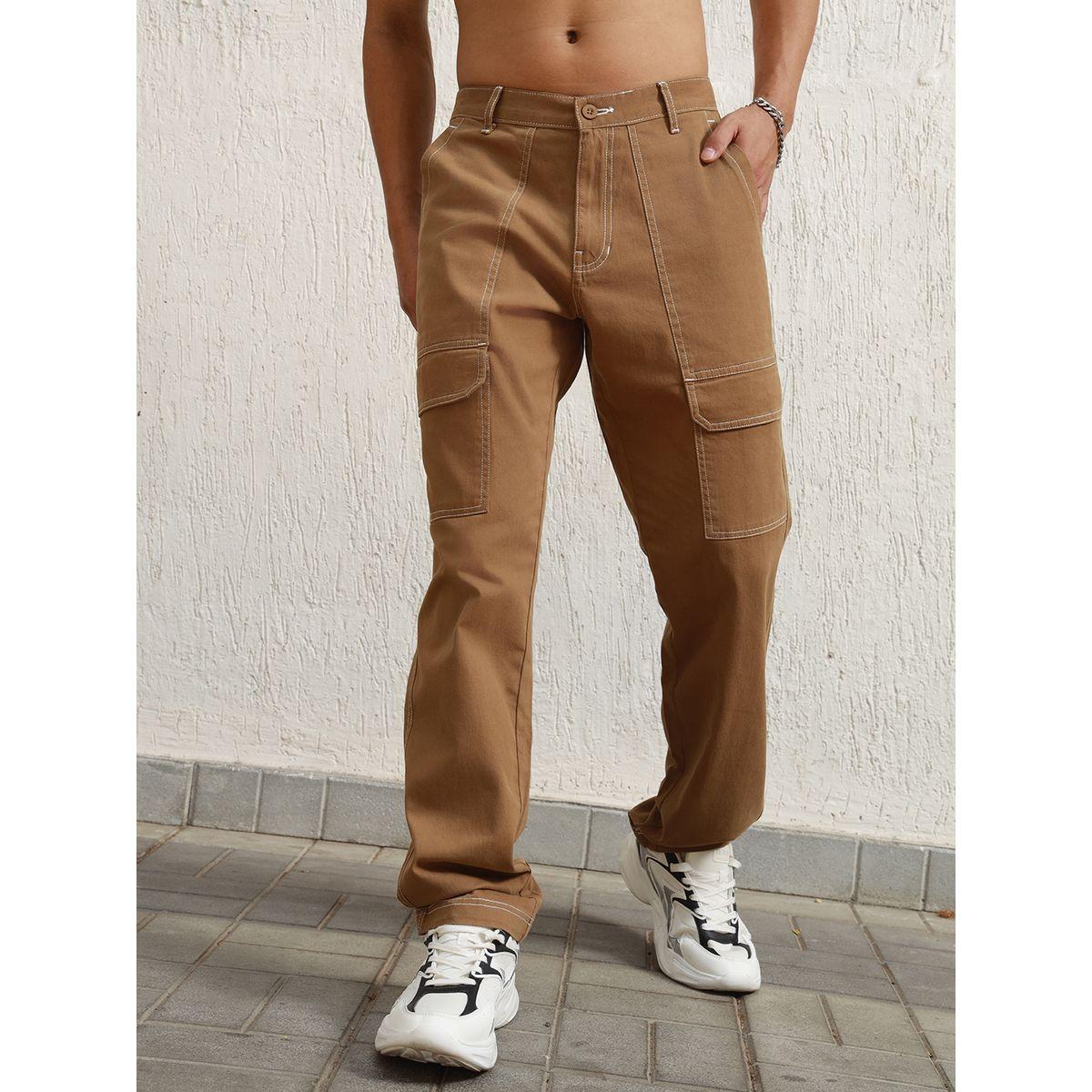 بنطال كارجو بقصة مريحة وتفاصيل مدروزة هابر هولم × ستايلي-men-clothing-bottoms-trousersandchinos-trousers-image-1