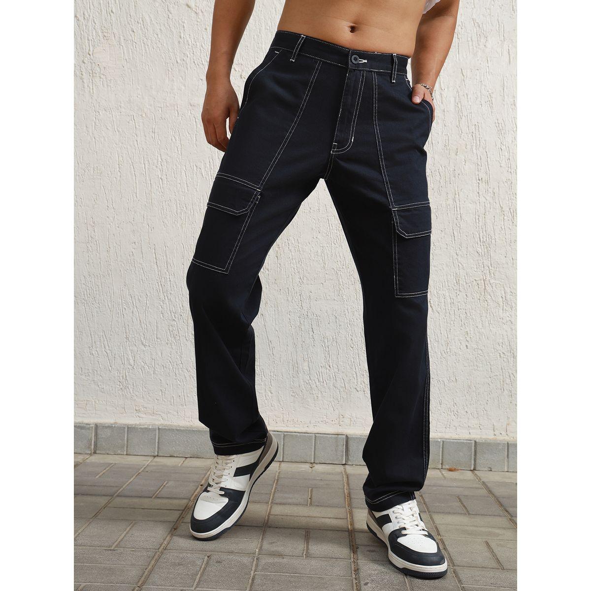 بنطال كارجو بقصة مريحة وتفاصيل مدروزة هابر هولم × ستايلي-men-clothing-bottoms-trousersandchinos-trousers-image-1