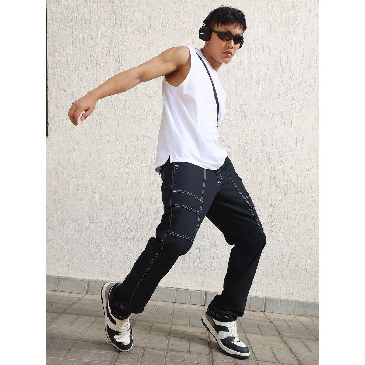 بنطال كارجو بقصة مريحة وتفاصيل مدروزة هابر هولم × ستايلي-men-clothing-bottoms-trousersandchinos-trousers-image-5