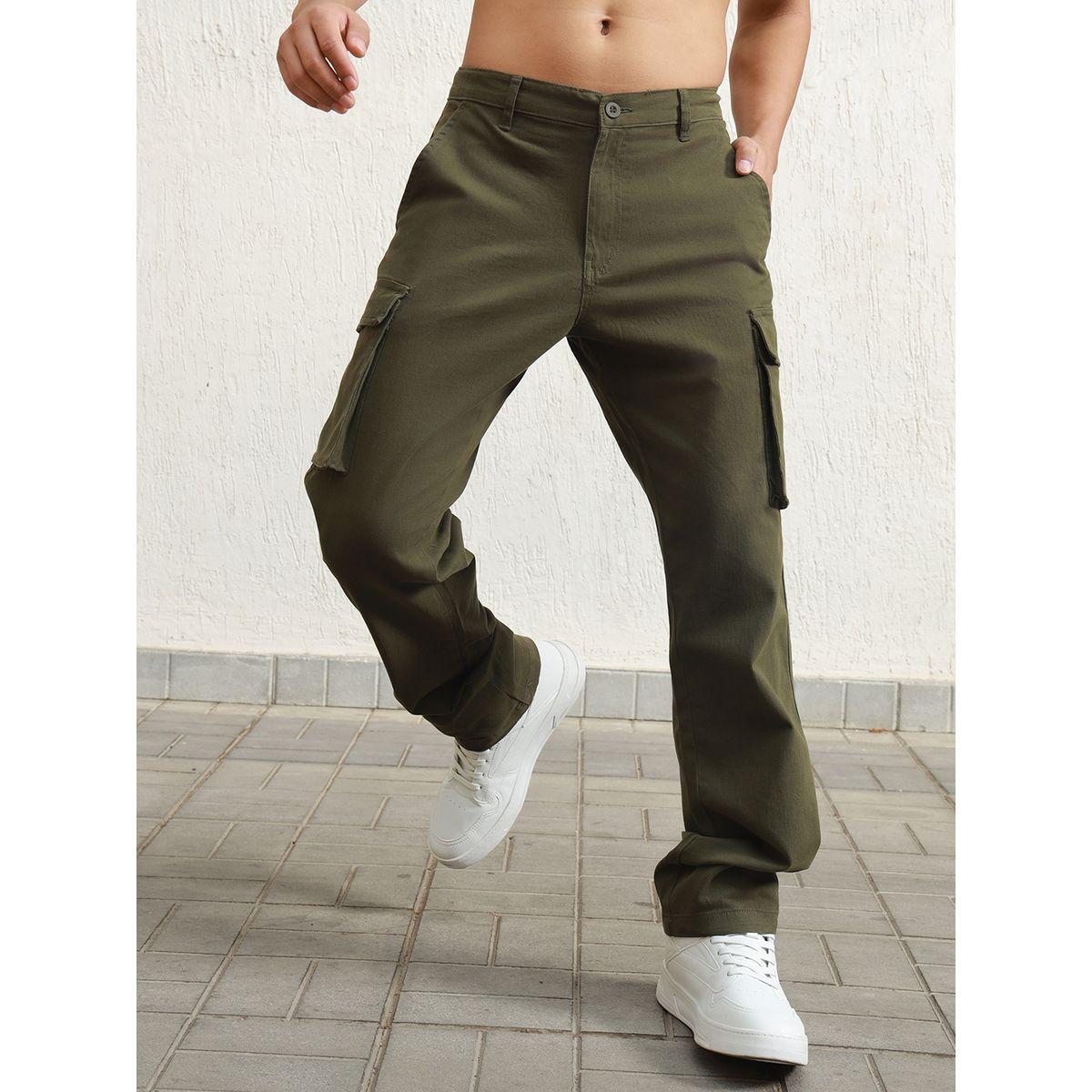 بنطال كارجو سادة بقصة مستقيمة هابر هولم × ستايلي-men-clothing-bottoms-trousersandchinos-trousers-image-1