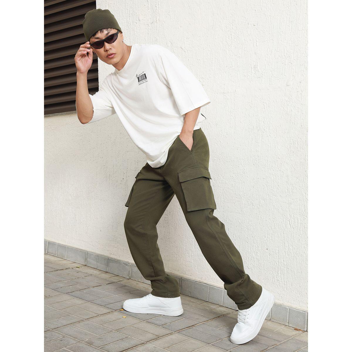 بنطال كارجو سادة بقصة مستقيمة هابر هولم × ستايلي-men-clothing-bottoms-trousersandchinos-trousers-image-5