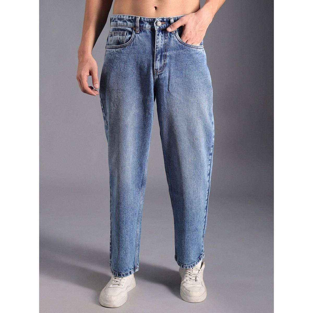 جينز قطن بقصة مريحة وتفاصيل لون باهت هاي ستار × ستايلي-men-clothing-bottoms-jeans-image-1