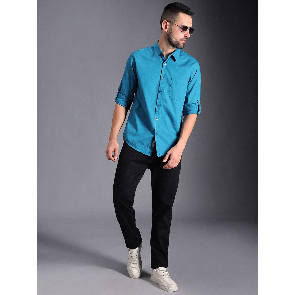 High Star Solid Roll-Up Sleeves Casual Shirt-men-clothing-shirts-image-4