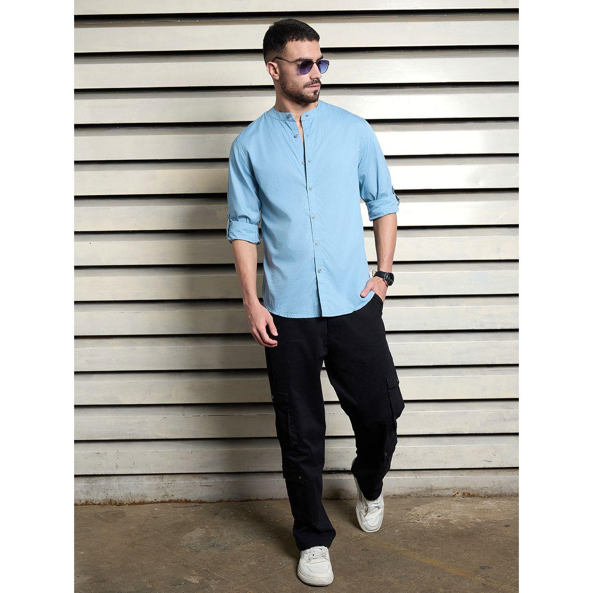 High Star X Styli  Regular Fit Mandarin Collar Casual Shirt-men-clothing-shirts-image-5