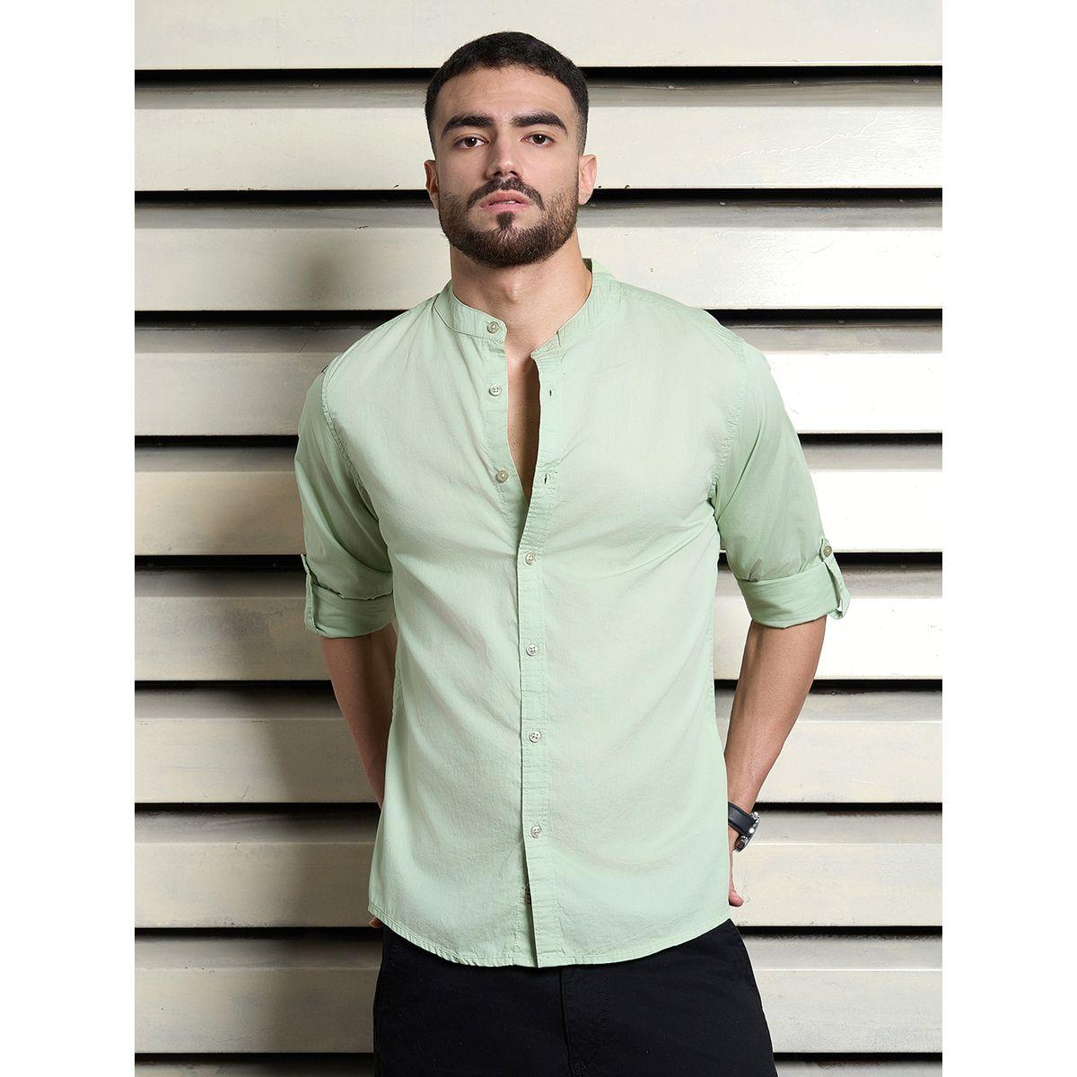 High Star X Styli  Regular Fit Mandarin Collar Casual Shirt-men-clothing-shirts-image-1