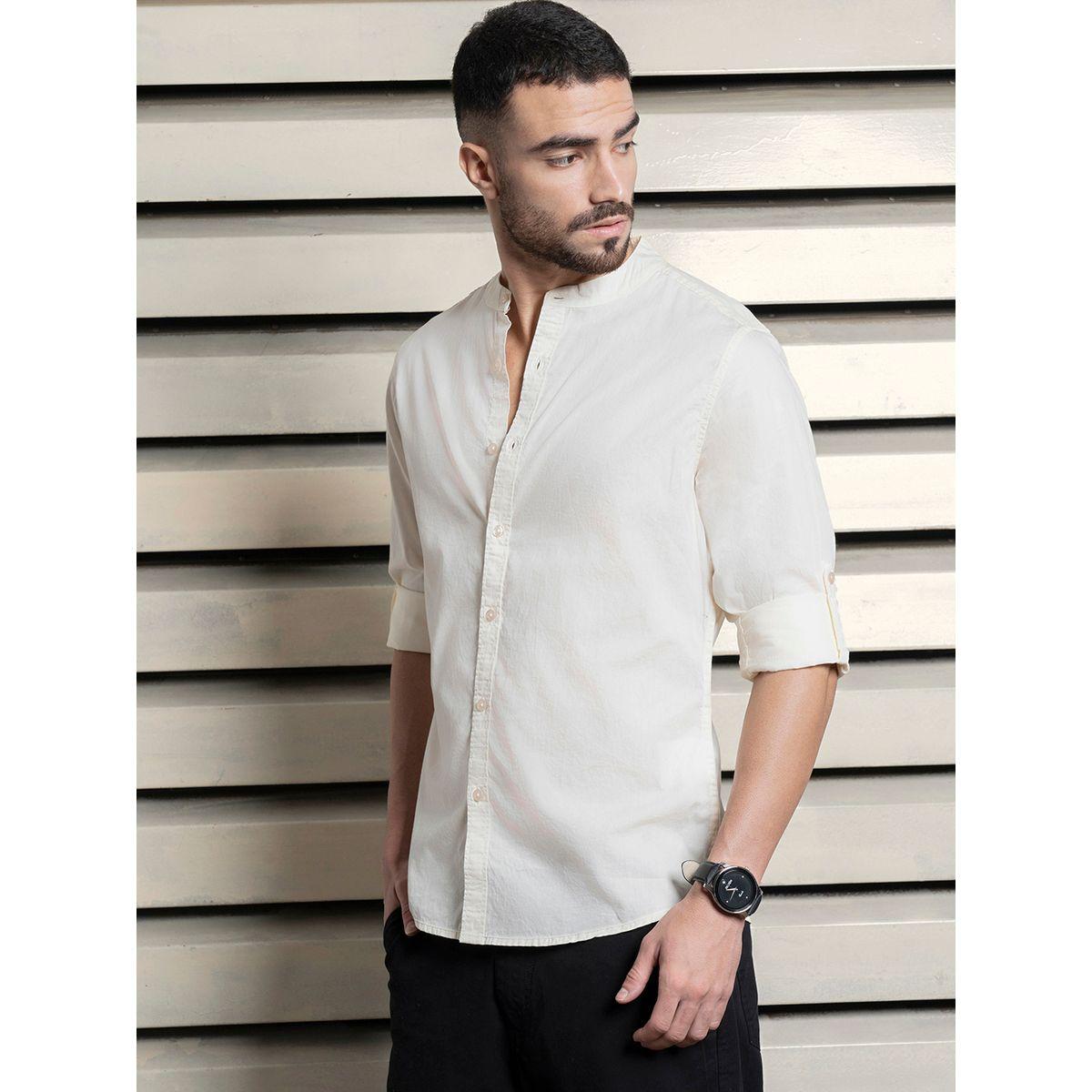 High Star X Styli  Solid Mandarin Collar Casual Shirt-men-clothing-shirts-image-1