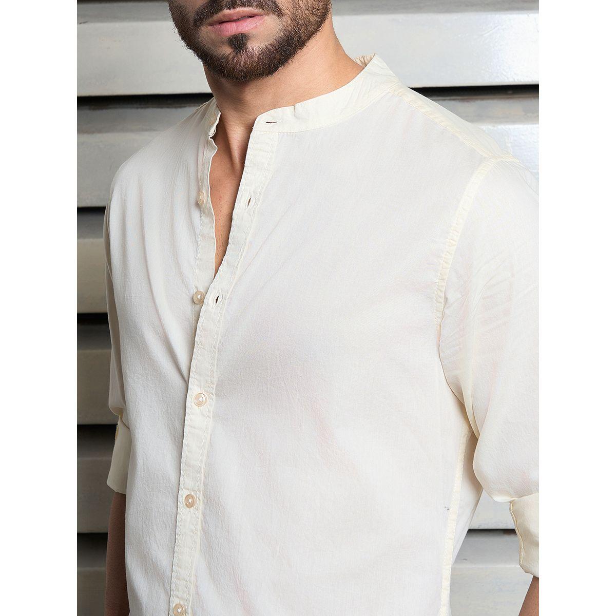 قميص كاجوال سادة بياقة ماندارين هاي ستار × ستايلي-men-clothing-shirts-image-3