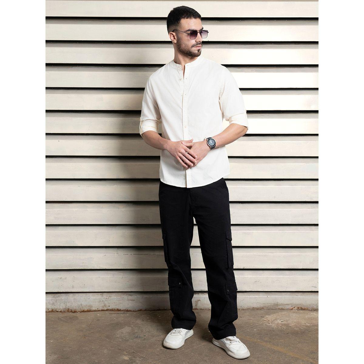 High Star X Styli  Solid Mandarin Collar Casual Shirt-men-clothing-shirts-image-5