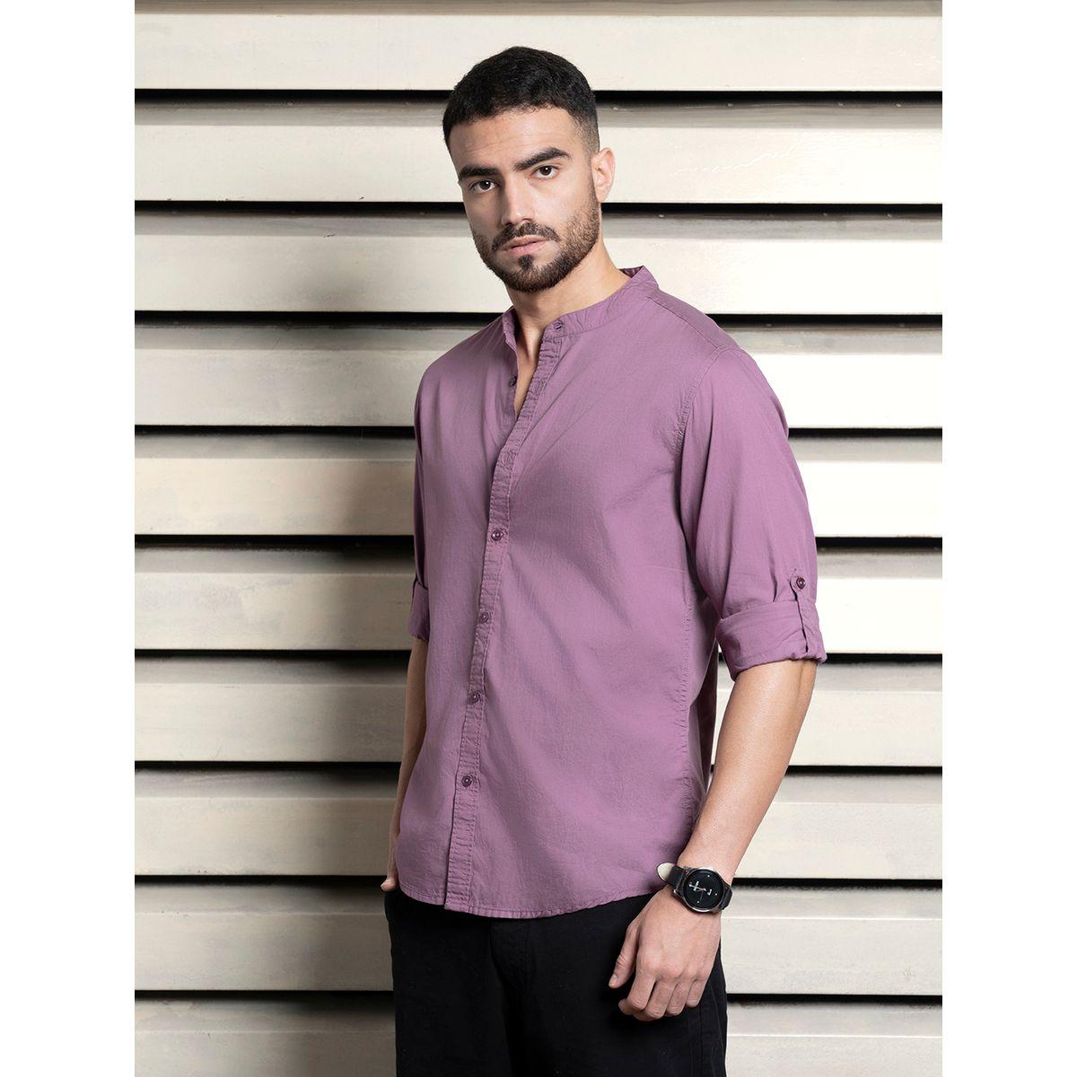 High Star X Styli  Solid Mandarin Collar Casual Shirt-men-clothing-shirts-image-1