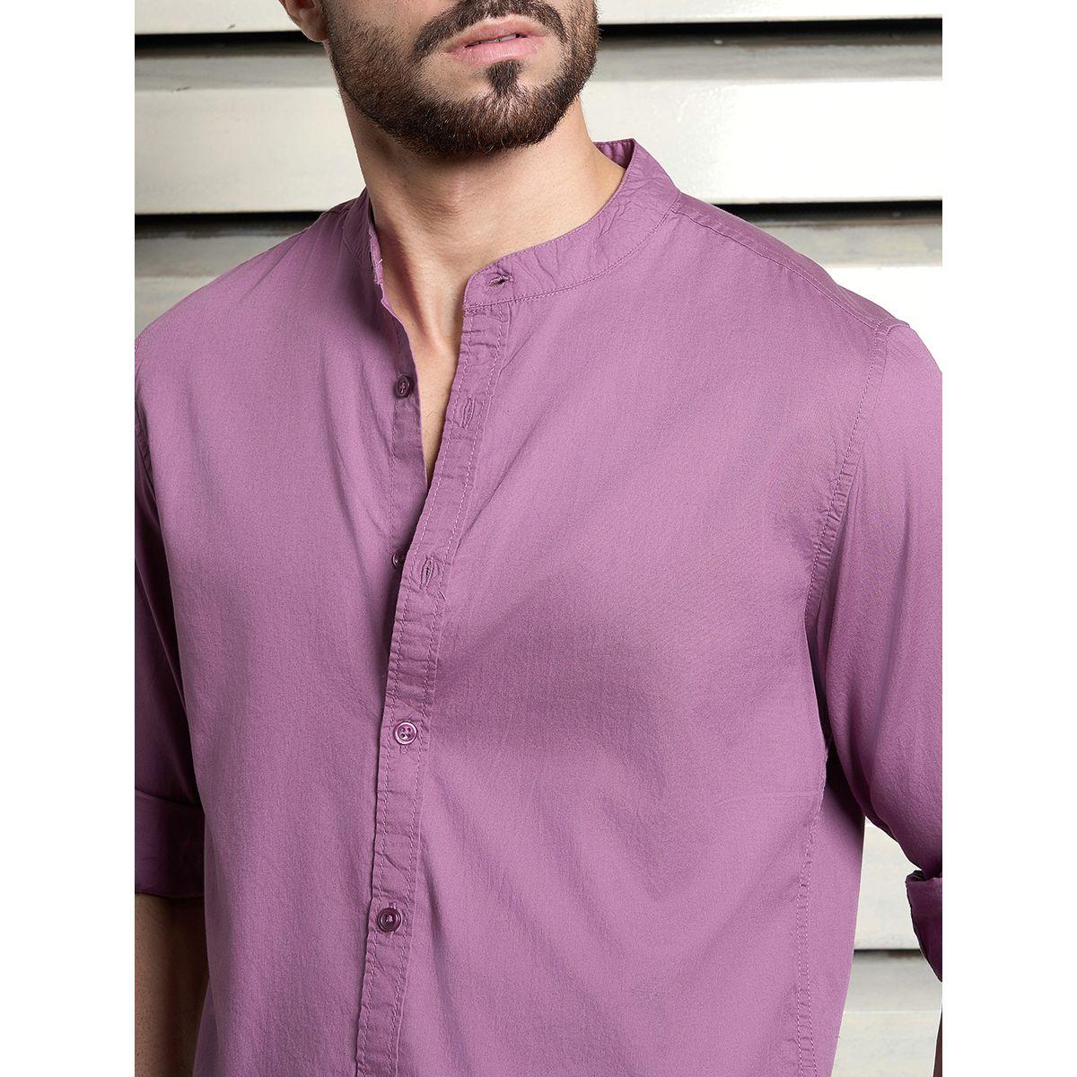 High Star X Styli  Solid Mandarin Collar Casual Shirt-men-clothing-shirts-image-3