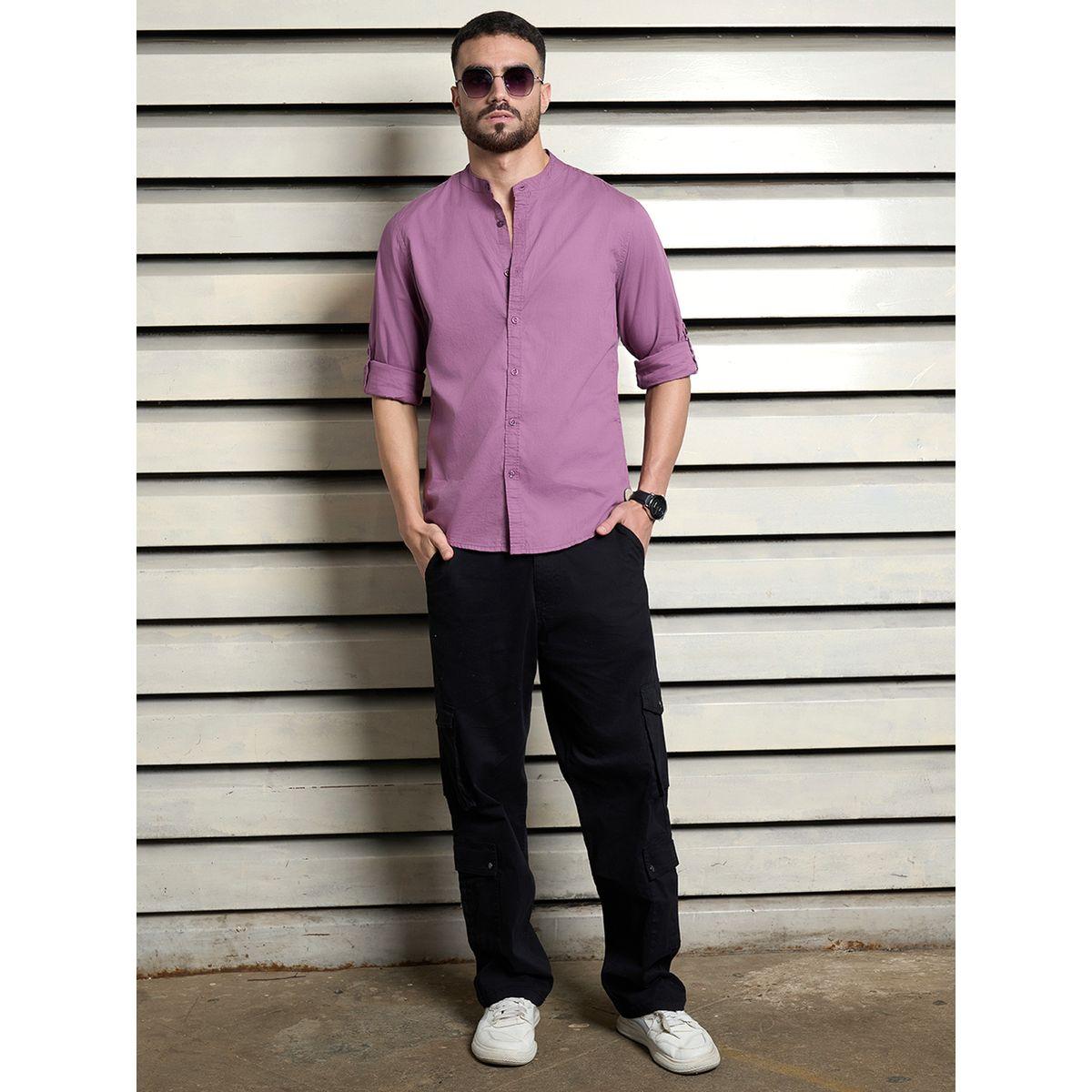 High Star X Styli  Solid Mandarin Collar Casual Shirt-men-clothing-shirts-image-5