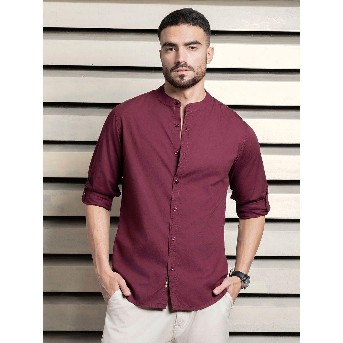 قميص بقصة مريحة وياقة ماندارين هاي ستار × ستايلي-men-clothing-shirts-image-1