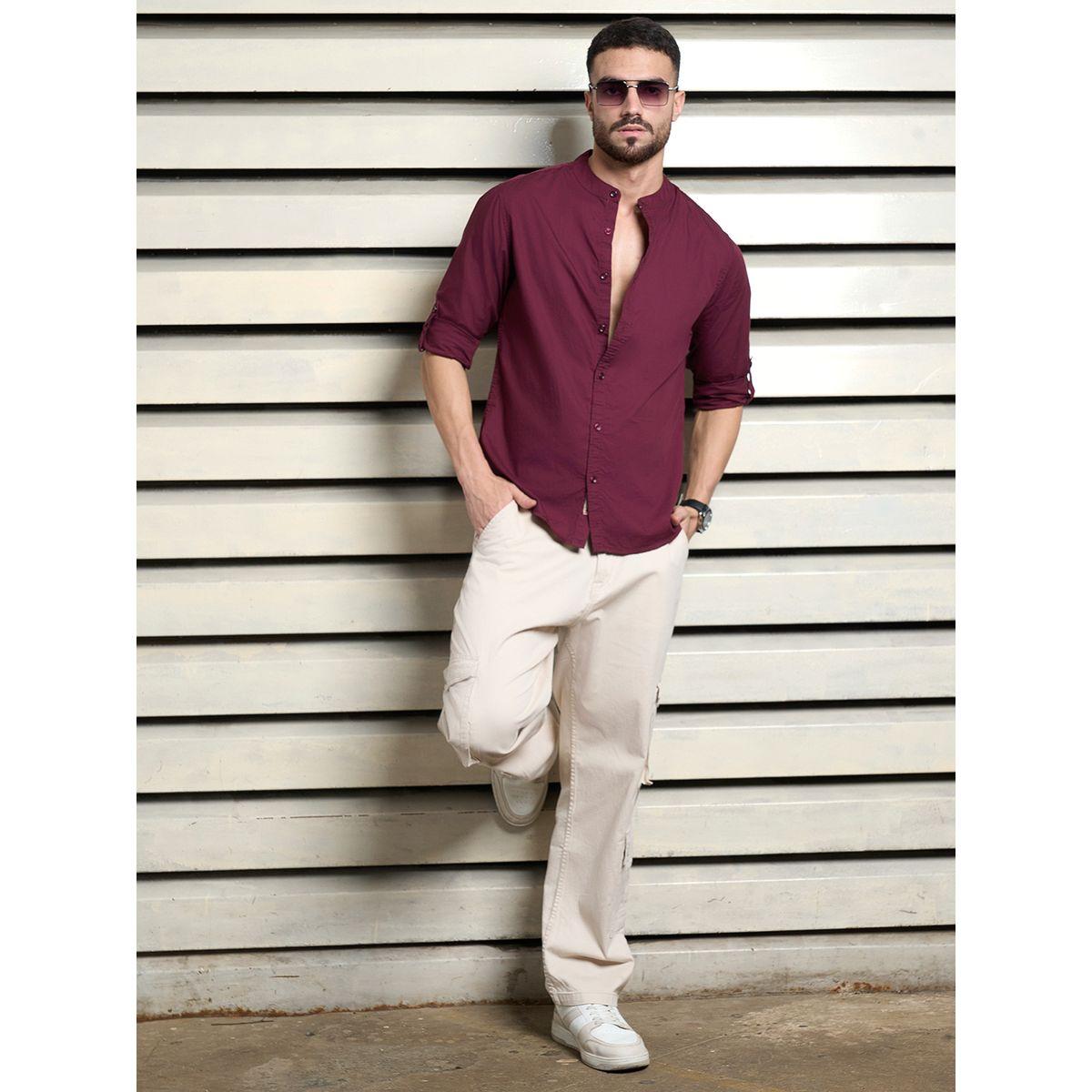 قميص بقصة مريحة وياقة ماندارين هاي ستار × ستايلي-men-clothing-shirts-image-5