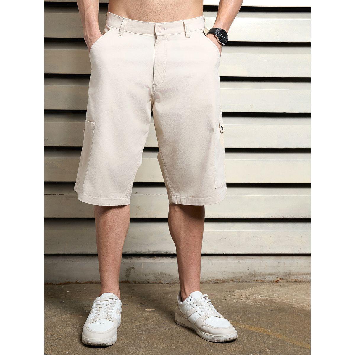 شورت سادة كارجو مع فتحات حزام هاي ستار × ستايلي-men-clothing-bottoms-shorts-image-1