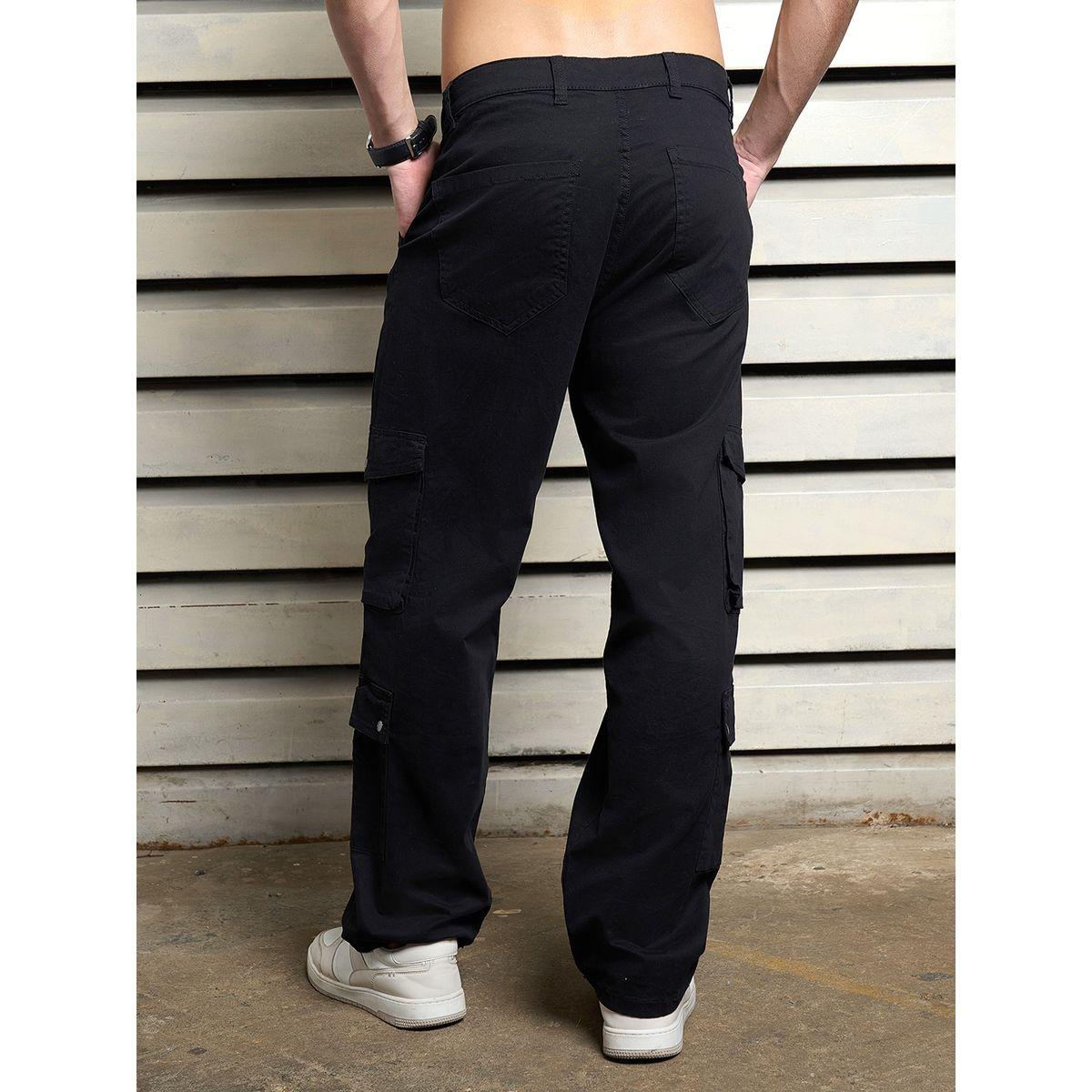 بنطال كارجو سادة بقصة واسعة وخصر متوسط هاي ستار × ستايلي-men-clothing-bottoms-trousersandchinos-trousers-image-2
