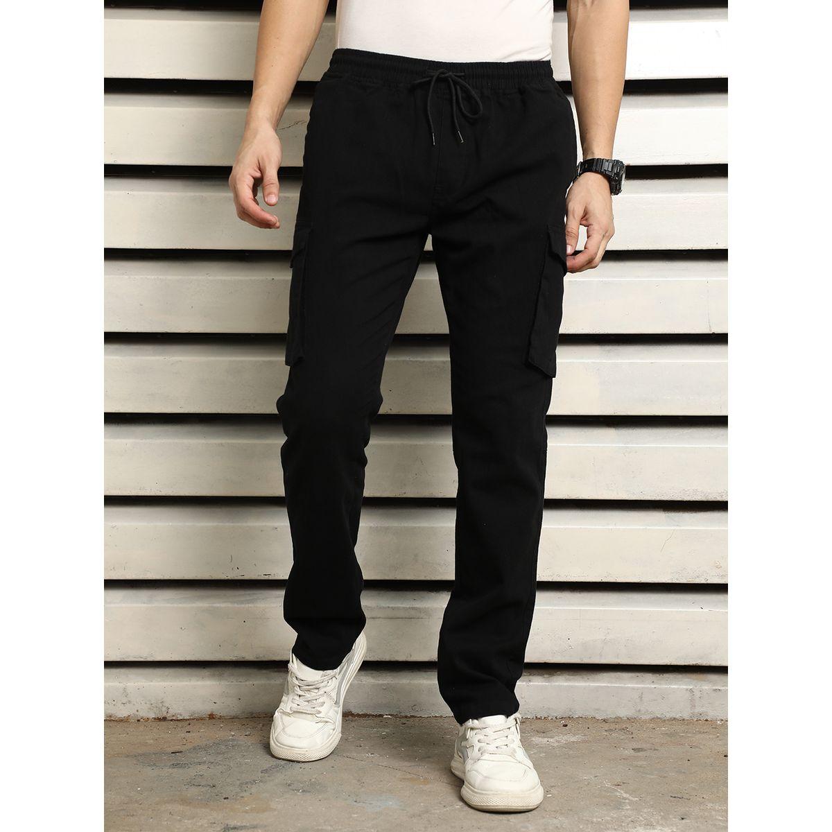بنطال كارجو سادة بقصة سليم فت وأربطة هاي ستار × ستايلي-men-clothing-bottoms-trousersandchinos-trousers-image-1