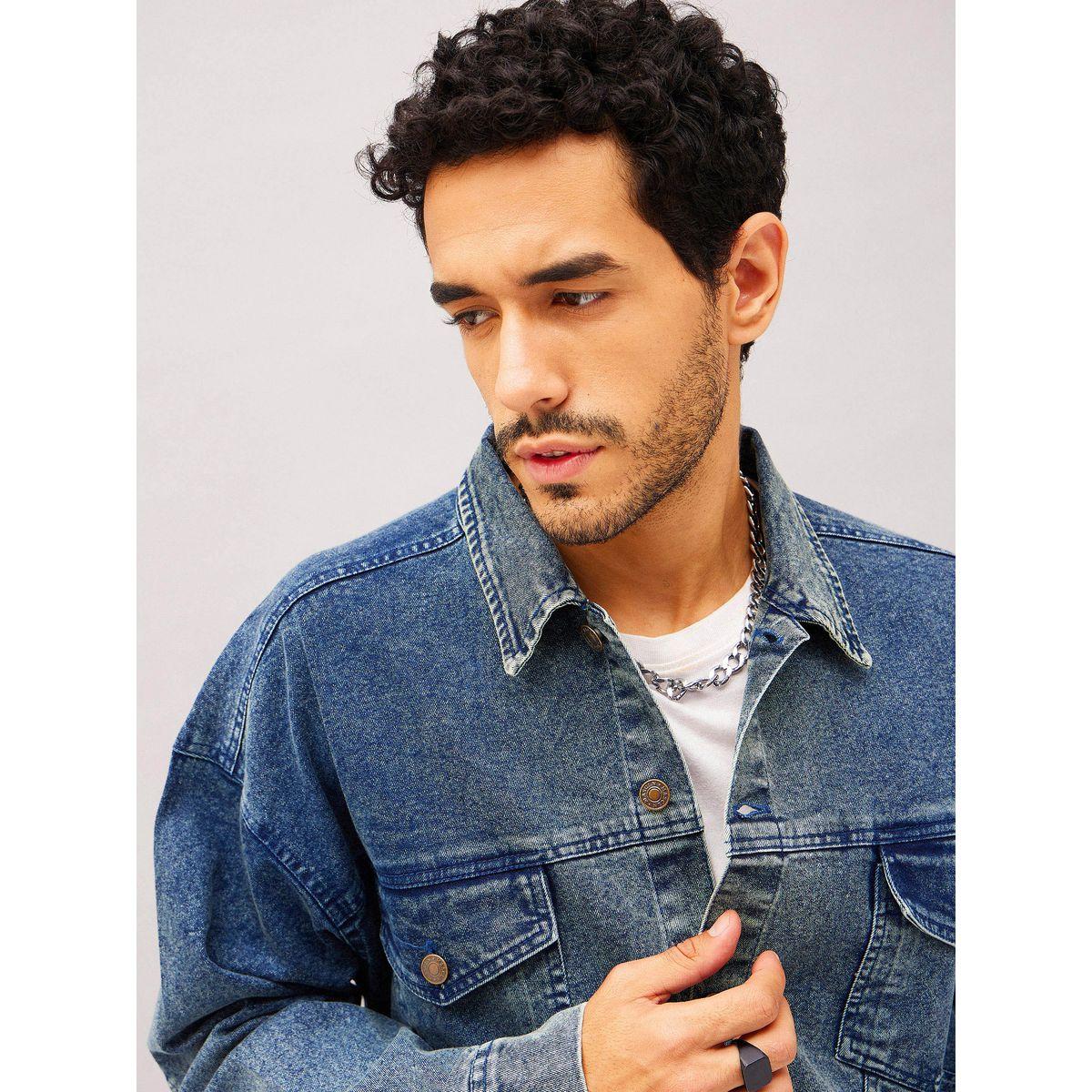 جاكيت دنيم بتفاصيل مشطوفة وقصة مريحة ماسكلن ساسافراس × ستايلي-men-clothing-jacketsandblazers-jackets-image-4