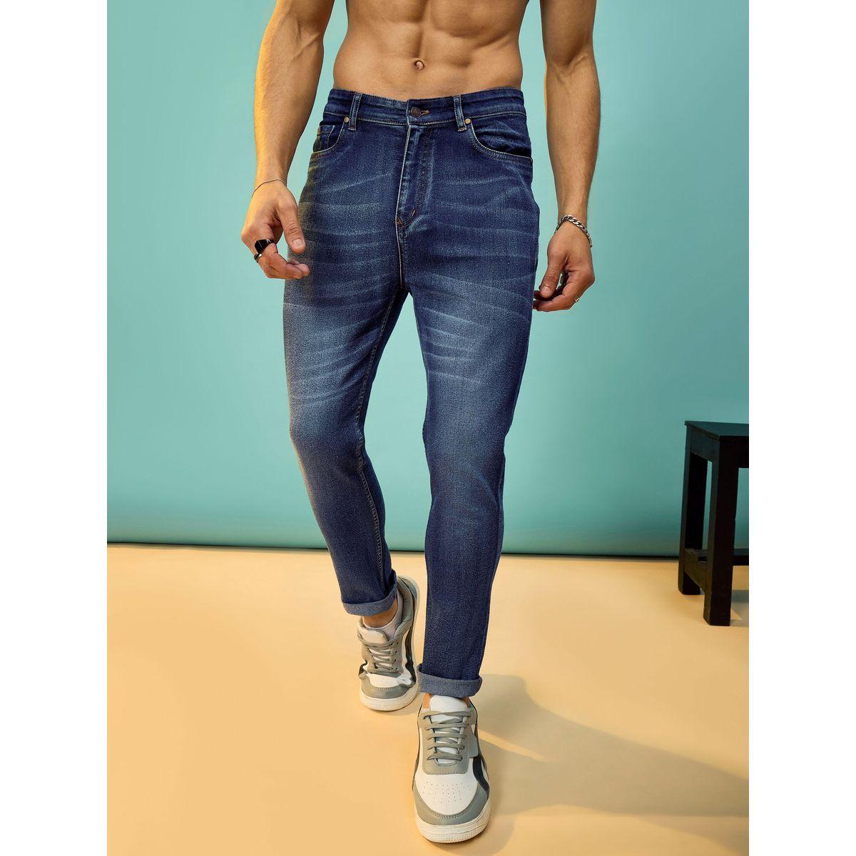 جينز بتفاصيل مشطوفة وقصة سليم فت ماسكلن ساسافراس × ستايلي-men-clothing-bottoms-jeans-image-1