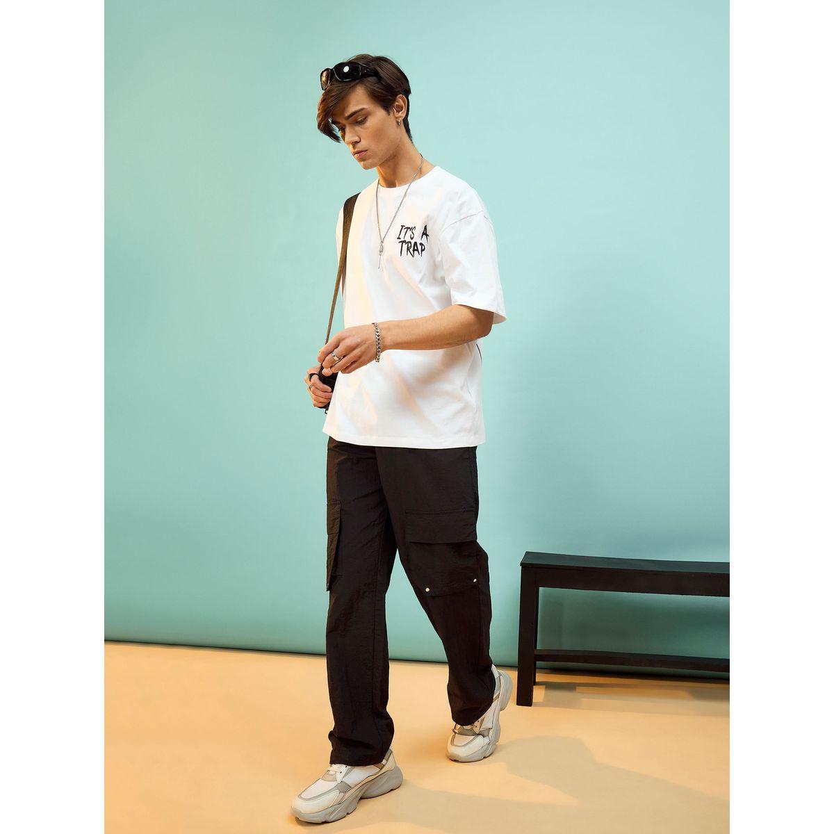 بنطال باراشوت بجيوب مع رباط خصر مطاطي ماسكلن ساسافراس × ستايلي-men-clothing-bottoms-trousersandchinos-trousers-image-2